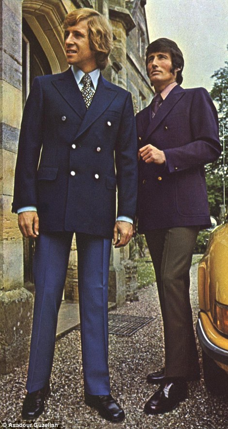 These men are pictured in a publicity shot in 1966 (left) wearing shirts, ties and knitted cardigans, while these men in 1972 wear a double-breasted suit jacket