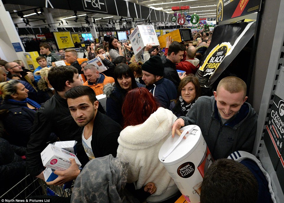 Tesco Extra in Kingston Park, Newcastle upon Tyne, was packed full of shoppers clambering to snap up bargains just after midnight