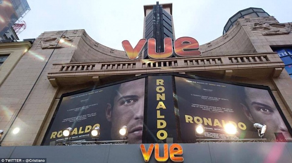 Ronaldo captioned this photograph, 'If you’re in London come down to Leicester Square at 5pm this evening and say Hi! #ronaldofilm'