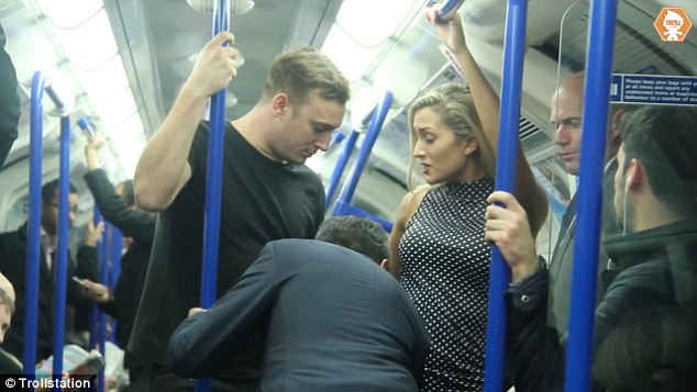 'You know that's sexual assault' - the female actress confronts the actor as he brushes up against her, while her fellow passengers initially seem oblivious to the scene unfolding