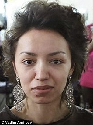 This woman's troublesome skin is visible before