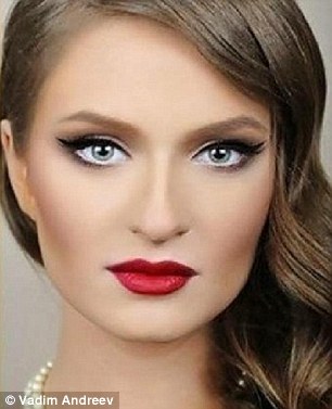 This woman has her delicate features enhanced with clever cosmetics