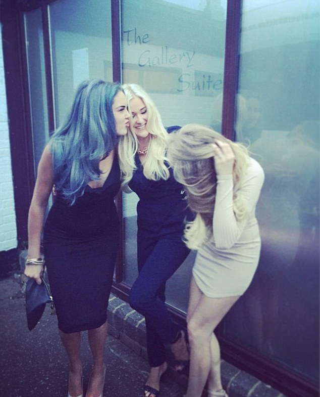 Left to right: Sophie, Lucy and Stacie pulling faces and having fun on a night out. The three say that their admirers 'feel good' when they buy them gifts