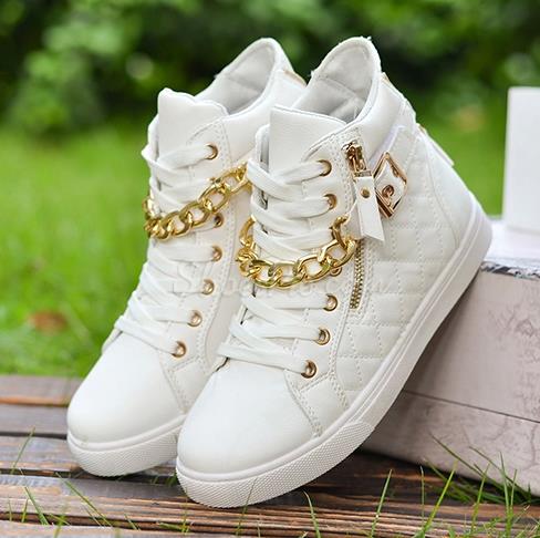 Magnificent Lace-Up Metal Buckle Zipper High-Top Canvas Shoes